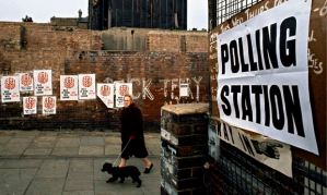 Polling station, London, 1974